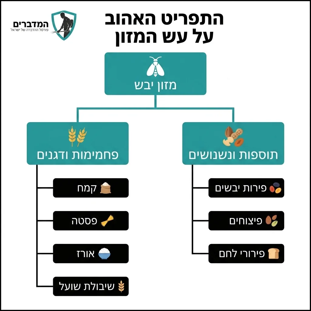אינפוגרפיקה — התפריט האהוב על עש המזון: מזון יבש