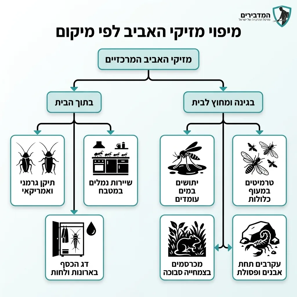 אינפוגרפיקה — מיפוי מזיקי האביב לפי מיקום: מזיקי האביב המרכזיים